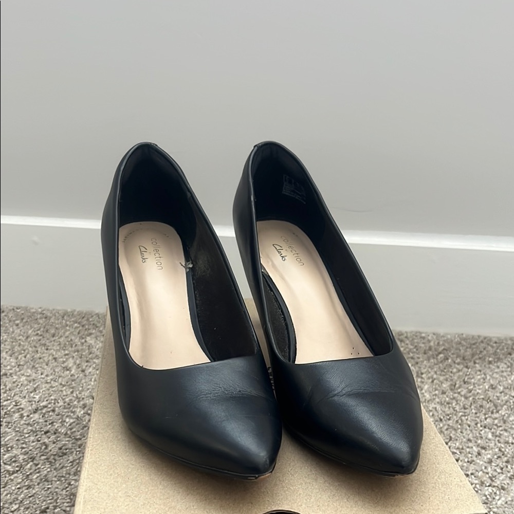 Clarks Black Leather Heels